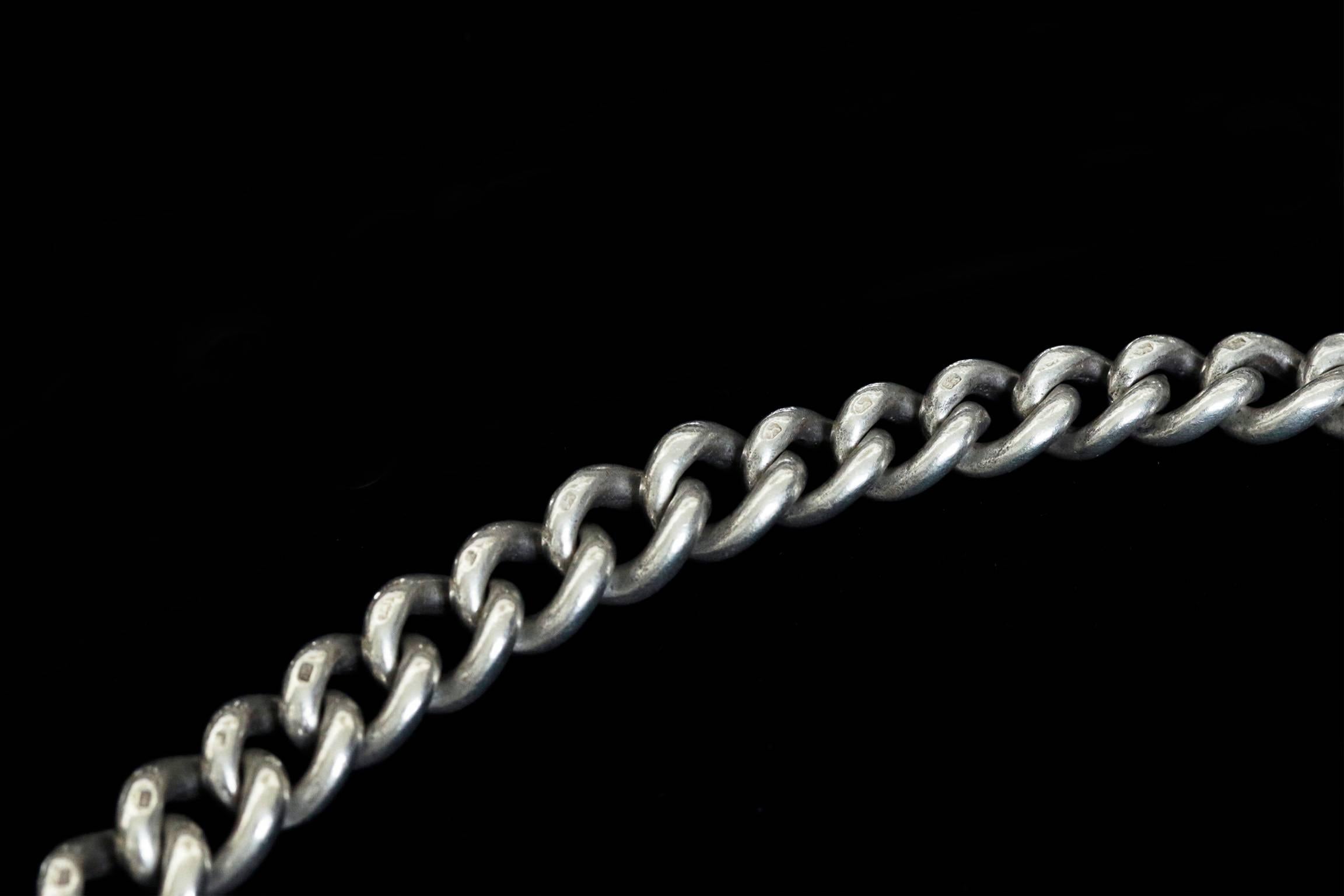 Women's or Men's Substantial Edwardian Sterling Silver Chain For Sale
