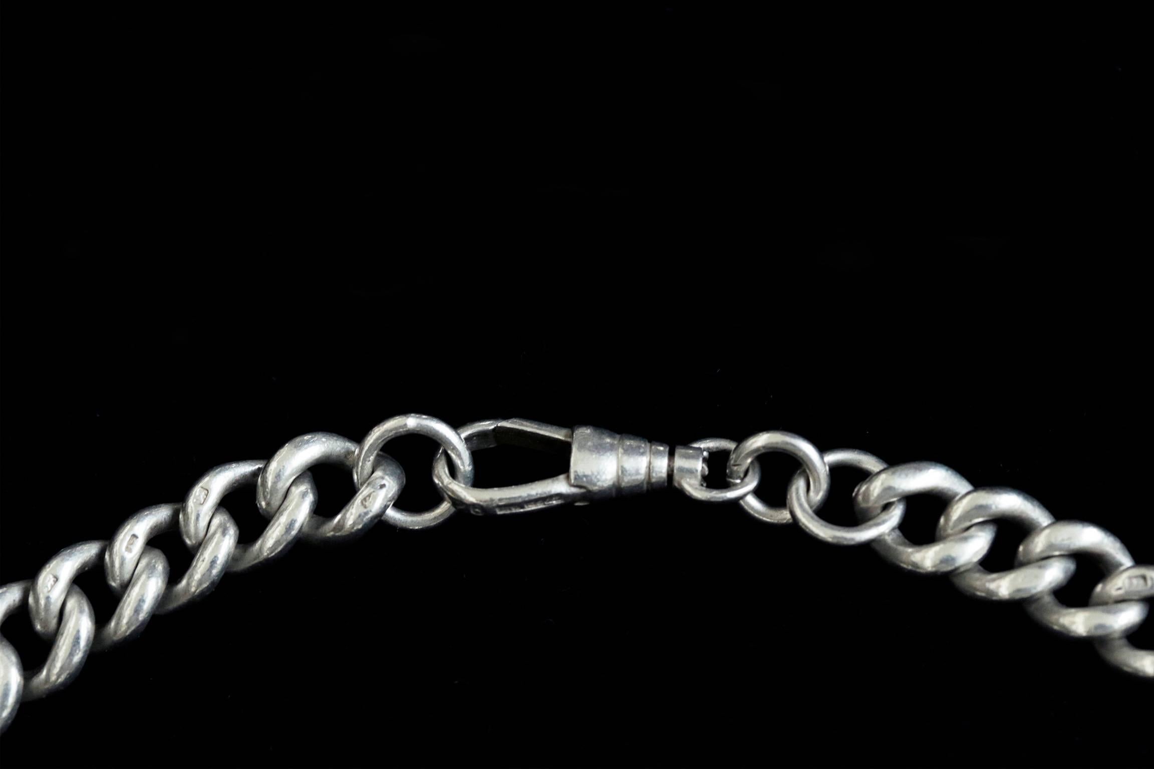 Substantial Edwardian Sterling Silver Chain In Excellent Condition For Sale In New York, NY