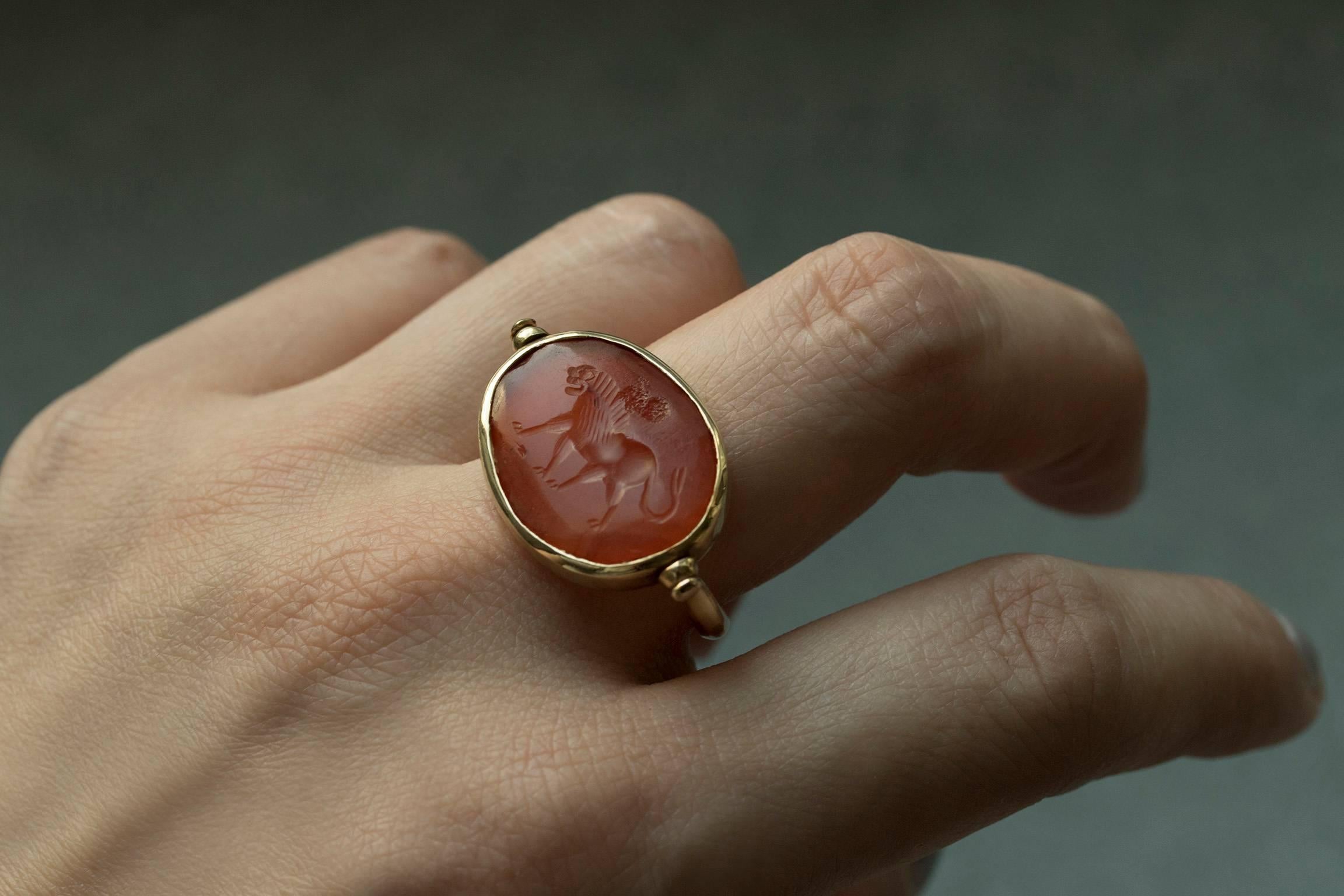 Women's or Men's Ancient Sasanian Intaglio Swivel Ring