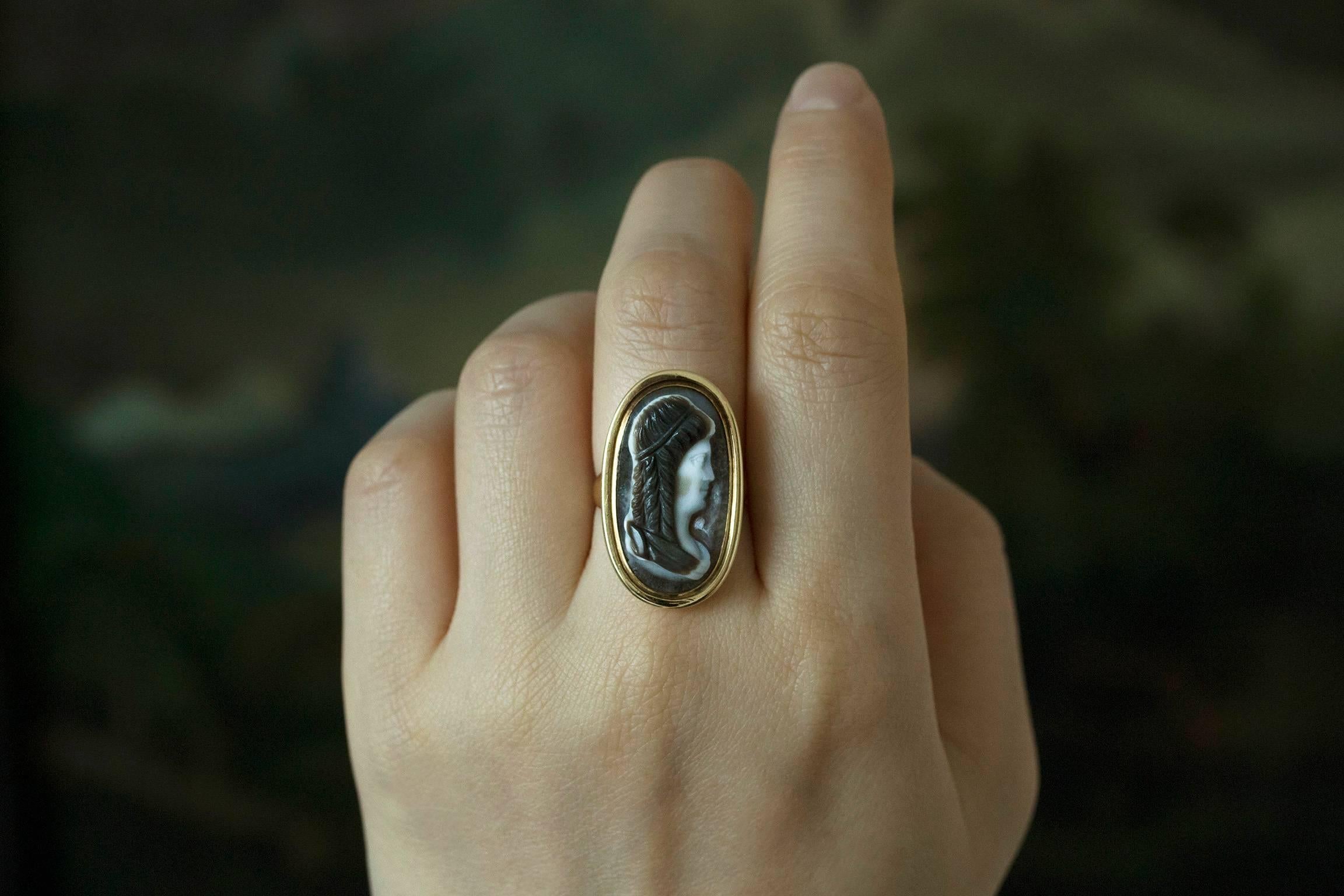 Georgian Sardonyx Cameo Ring For Sale 1