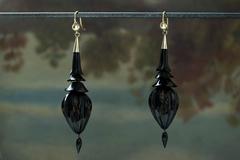 Victorian Carved Whitby Jet Drop Earrings