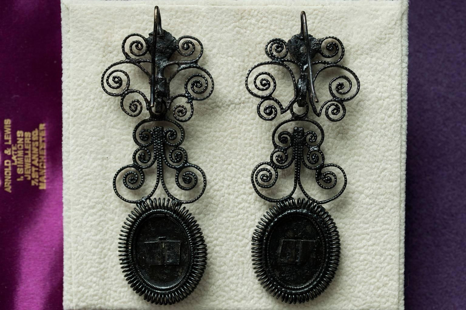 Georgian Antique Berlin Iron Earrings For Sale