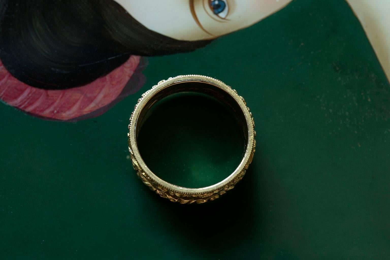 Wide Georgian Blue Enamel Memorial Ring For Sale 1