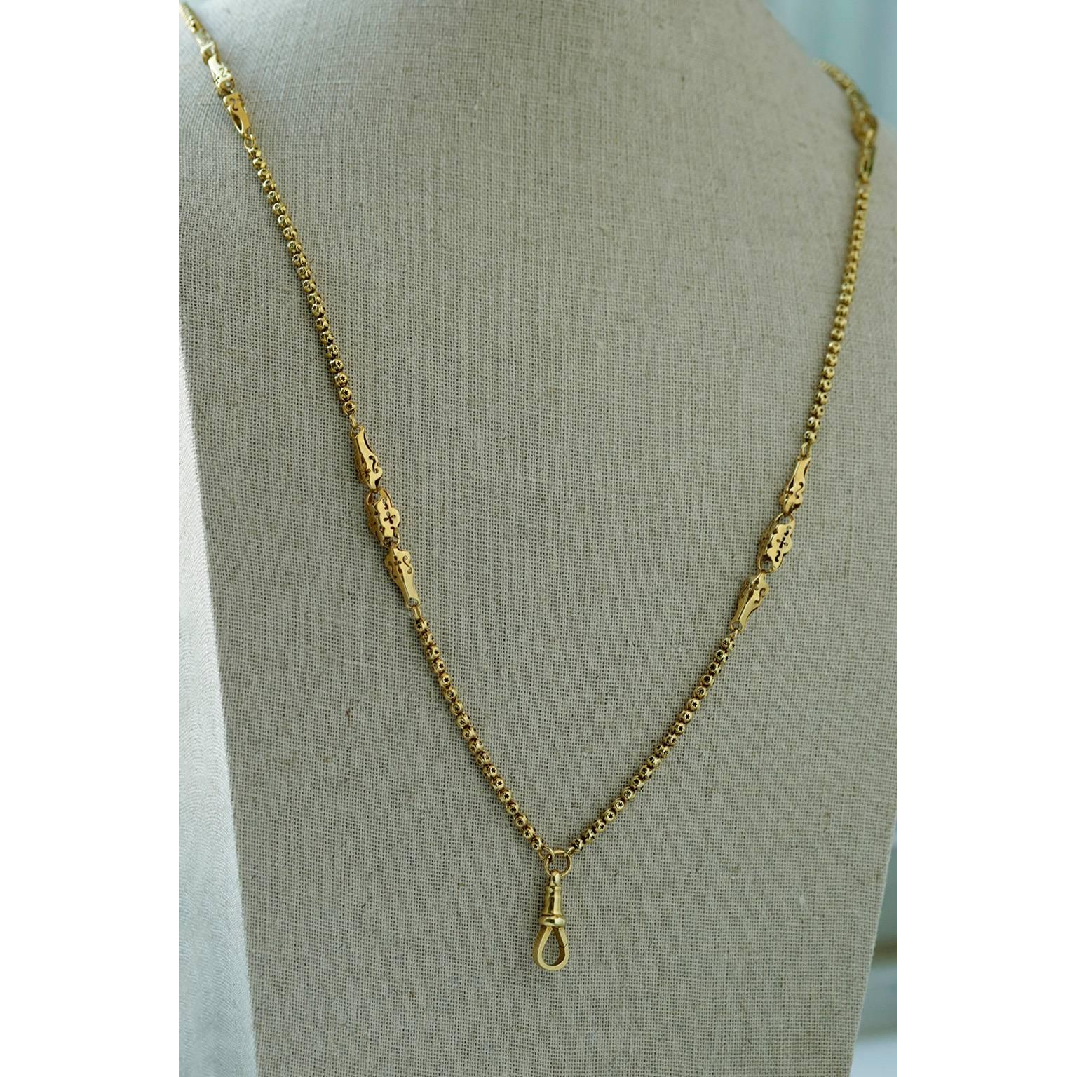 Victorian Ornate Gold Chain In Excellent Condition For Sale In New York, NY