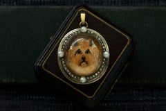 Antique Victorian Essex Crystal Terrier Locket