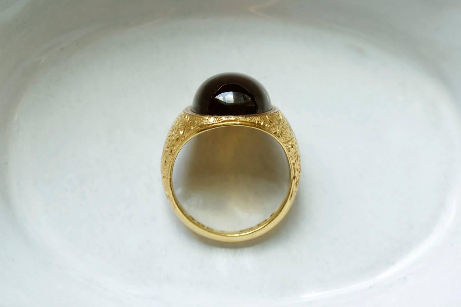 Large Cabochon Garnet Victorian Ring 1