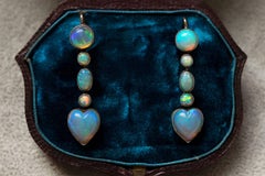 Edwardian Opal Heart Drop Earrings