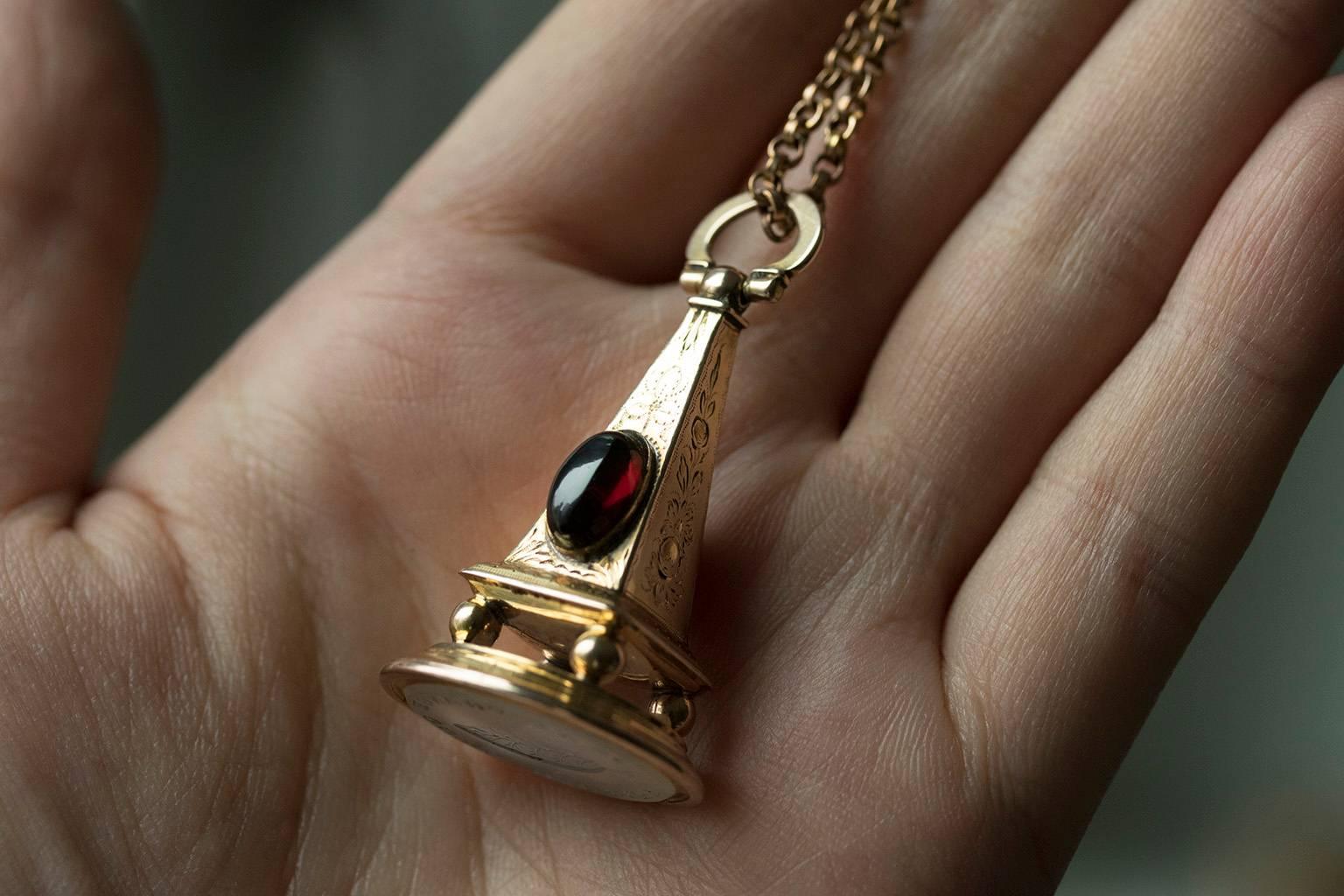 Victorian Obelisk Gold Seal Fob Pendant 2