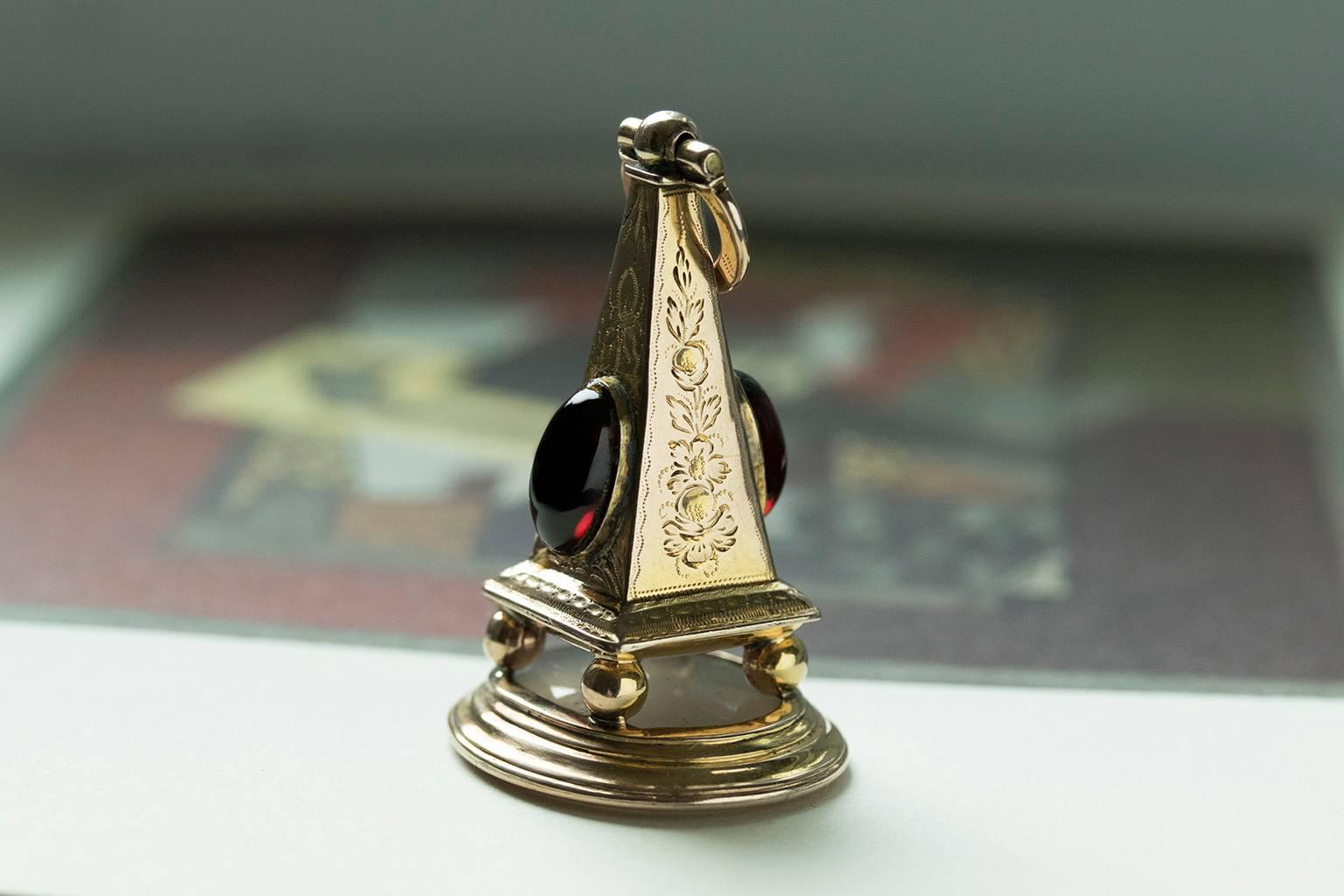 Women's or Men's Victorian Obelisk Gold Seal Fob Pendant
