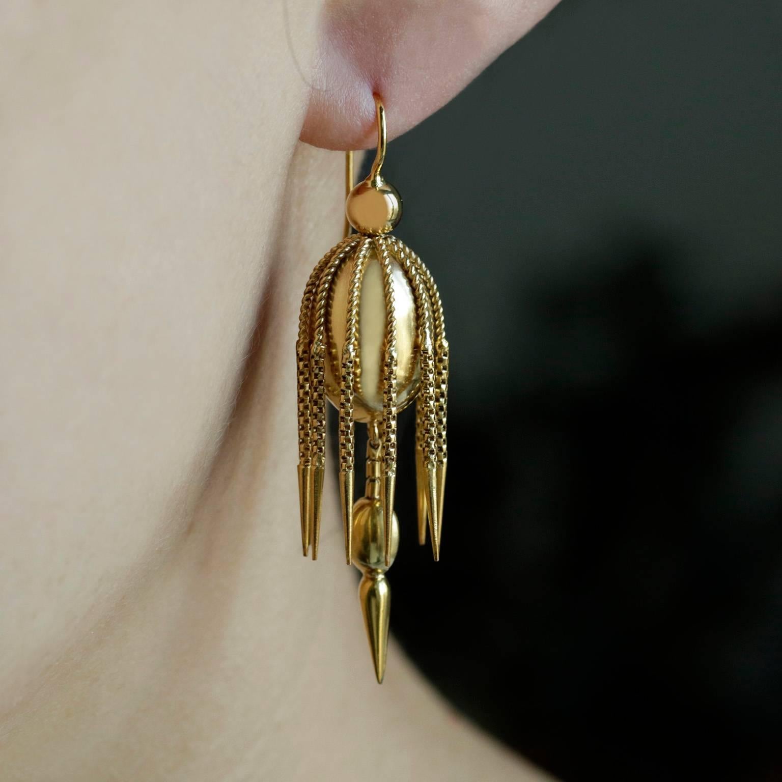 Women's Victorian Gold Tassel Earrings For Sale