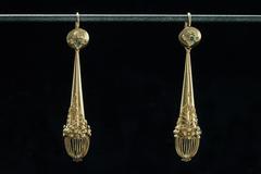 Georgian Emerald Gold Torpedo Earrings