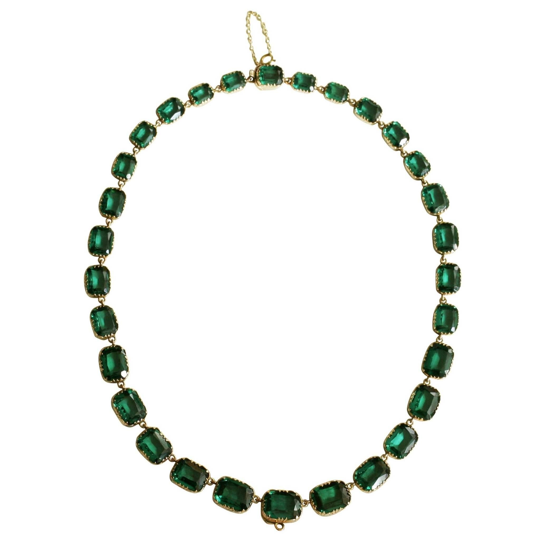 Georgian Green Emerald Paste Rivière Necklace For Sale