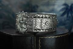 Victorian Wide Sterling Buckle Bangle