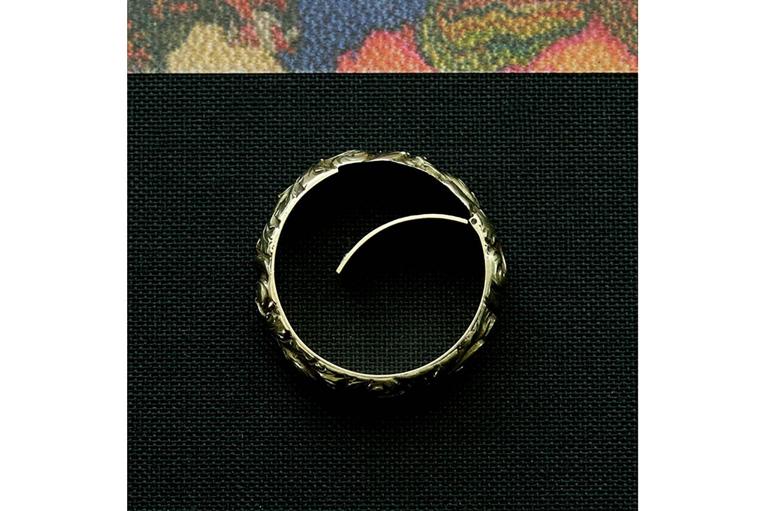 Georgian Chased Gold Secret Compartment Ring 2