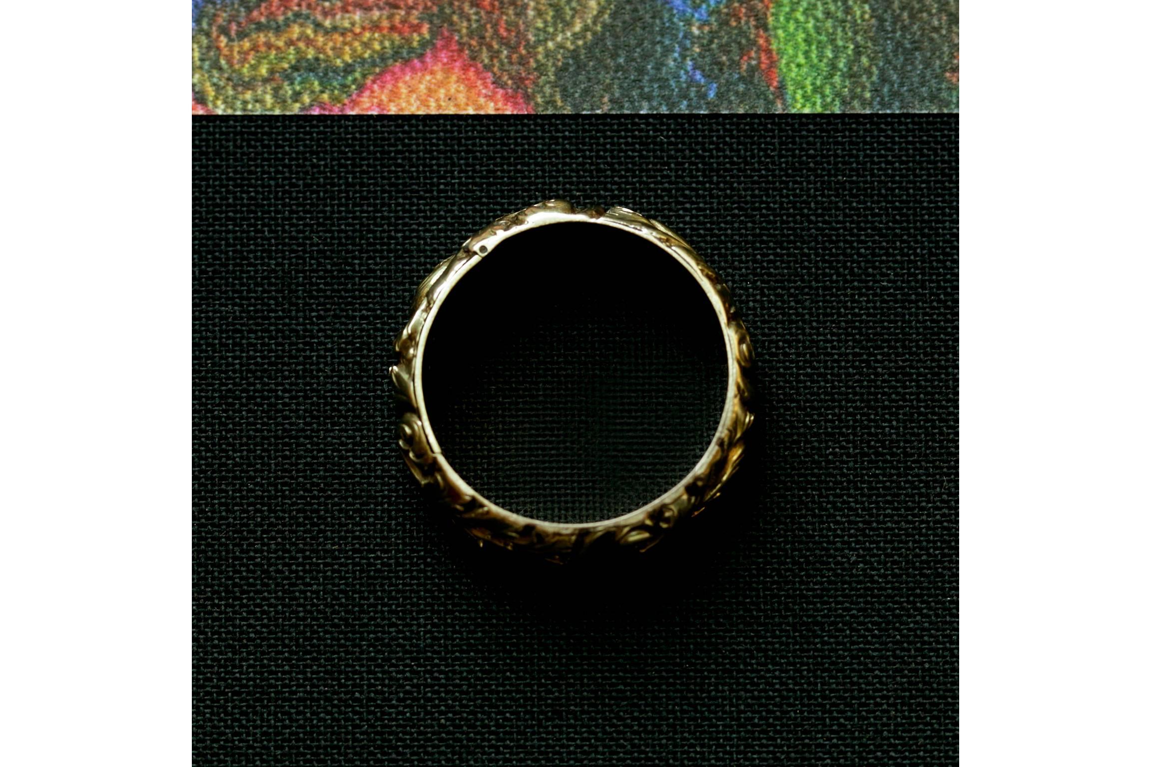 Georgian Chased Gold Secret Compartment Ring 1