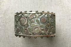 Victorian Aesthetic Movement Pierced Flower Silver Bangle