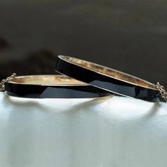 Victorian Matched Set of Black Enamel Bangles