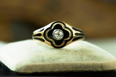 Victorian Black Enamel Diamond Ring