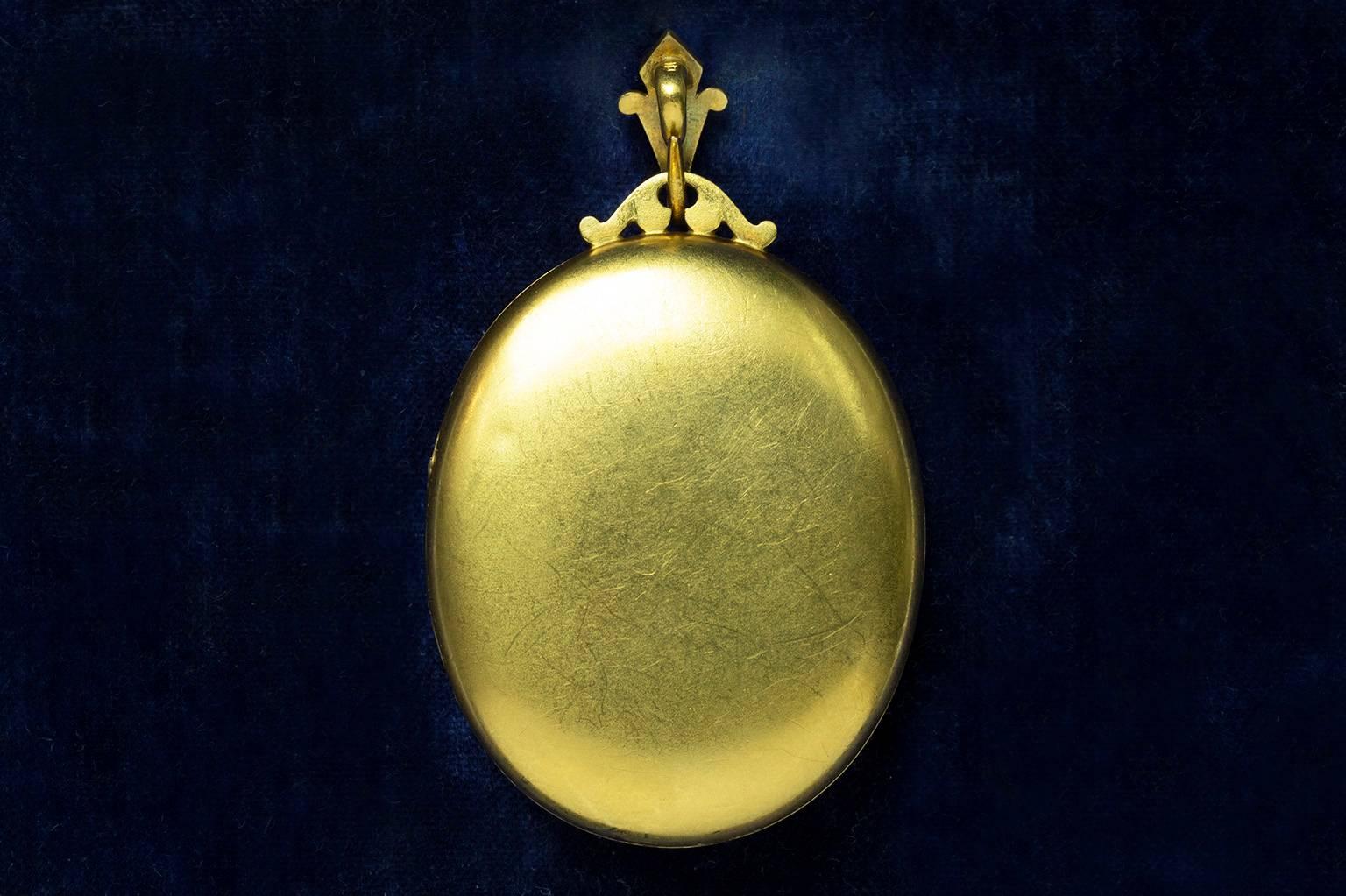 Antique Victorian Sapphire Diamond Ruby Gold Locket In Excellent Condition In New York, NY