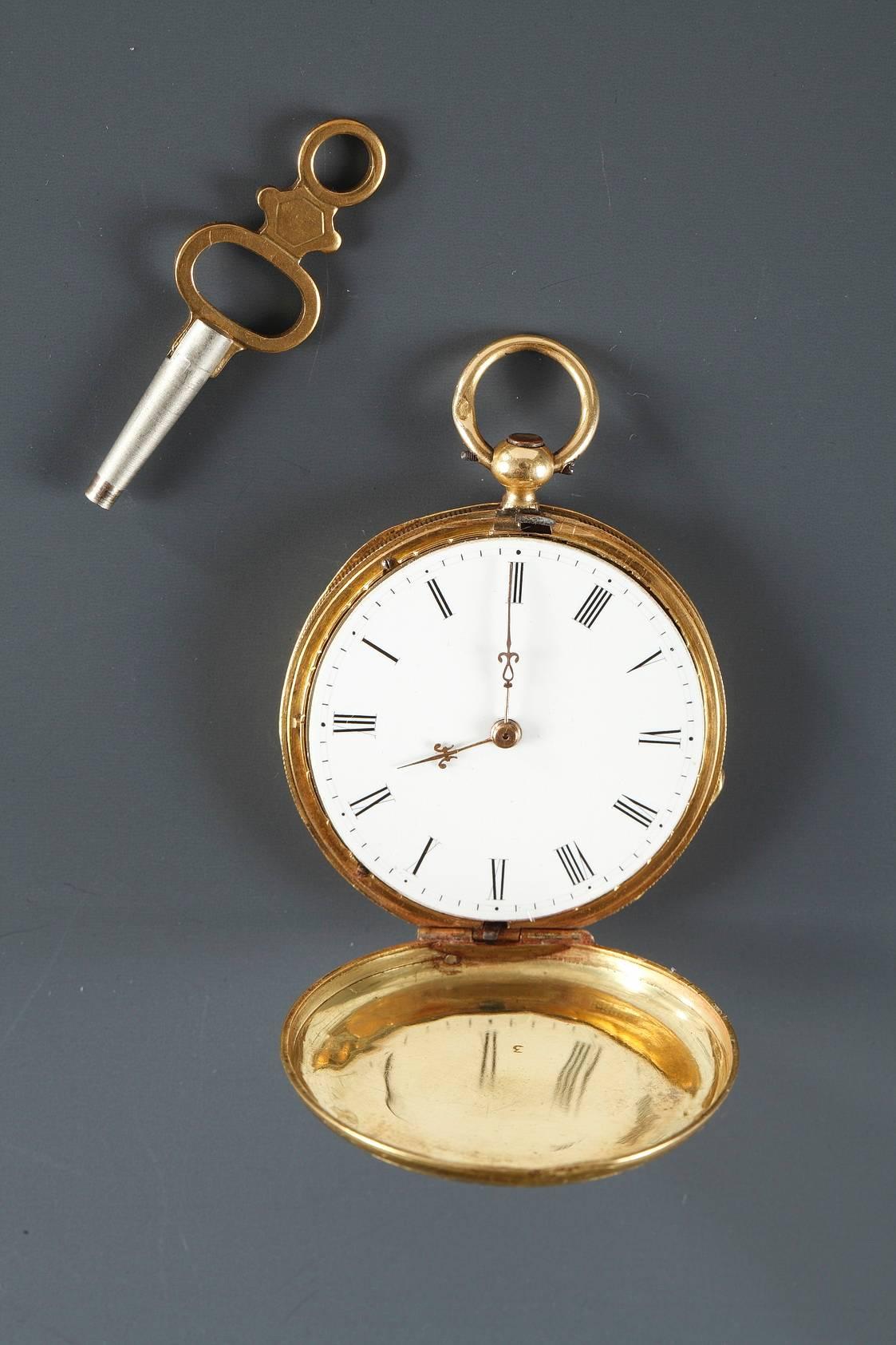 18th Century Enamel Gold Pendant Watch In Good Condition For Sale In Paris, FR