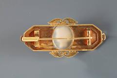 19th Century Agate Enamel Gold Cameo Brooch