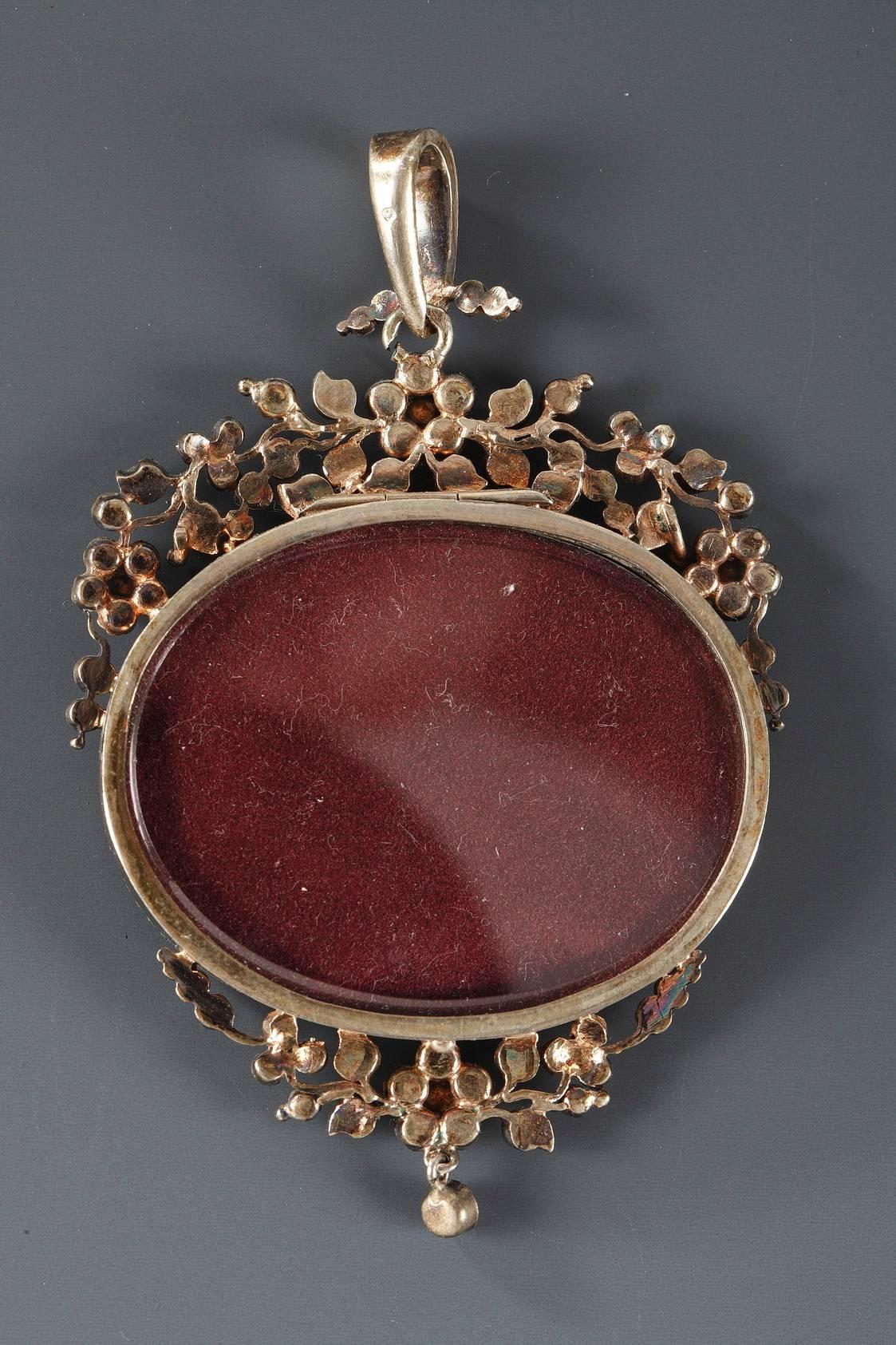 Napoleon III Mid 19th Century Silver Gilt Enamel Locket