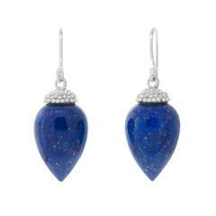 Faye Kim Lapis Lazuli Acorn Earrings with Sterling Silver Granulation Cap