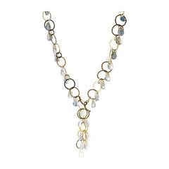Faye Kim Moonstone Gold Briolette Fringe Necklace