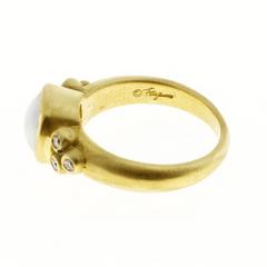 Faye Kim Square Mabe Pearl  Diamond  Gold Ring