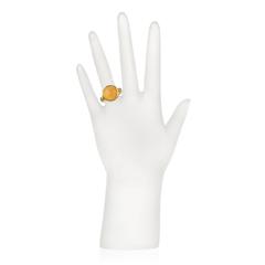 Faye Kim Round Mexican Opal Cabochon and Paraiba Tourmaline Gold Ring