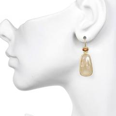 Faye Kim Sapphire Imperial Topaz Bezel Set Hinge Earrings