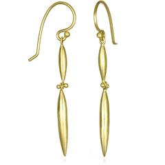 Faye Kim Gold Double Torpedo Hinged Earrings