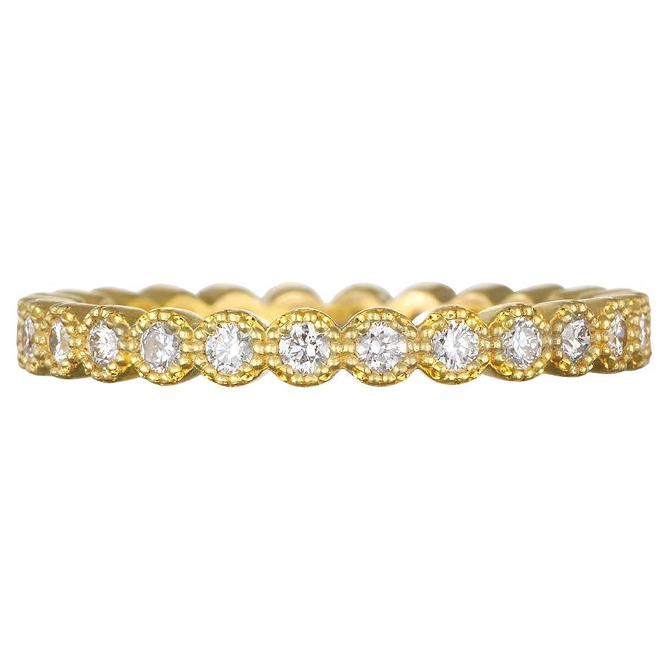 Bracelet d'éternité Faye Kim en or 18 carats avec diamants milgrain