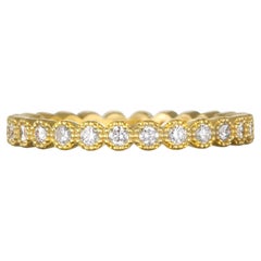 Faye Kim 18 Karat Gold Milgrain Diamond Eternity Band