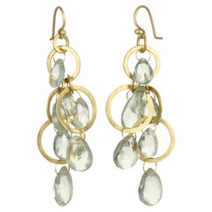 Faye Kim 18 Karat Gold Multi-Loop Briolette Green Amethyst Earrings