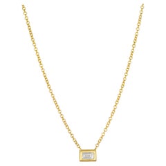 Faye Kim 18K Gold Baguette Diamond Necklace, .16 Carats, New
