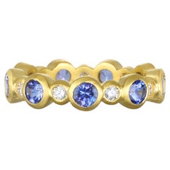 Faye Kim 18 Karat Gold Diamond and Tanzanite Eternity Ring