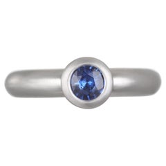 Faye Kim Platinum Round Ceylon Sapphire Bezel Ring