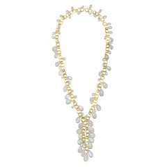 Collier à franges Faye Kim en or 18 carats et pierre de lune, 36"