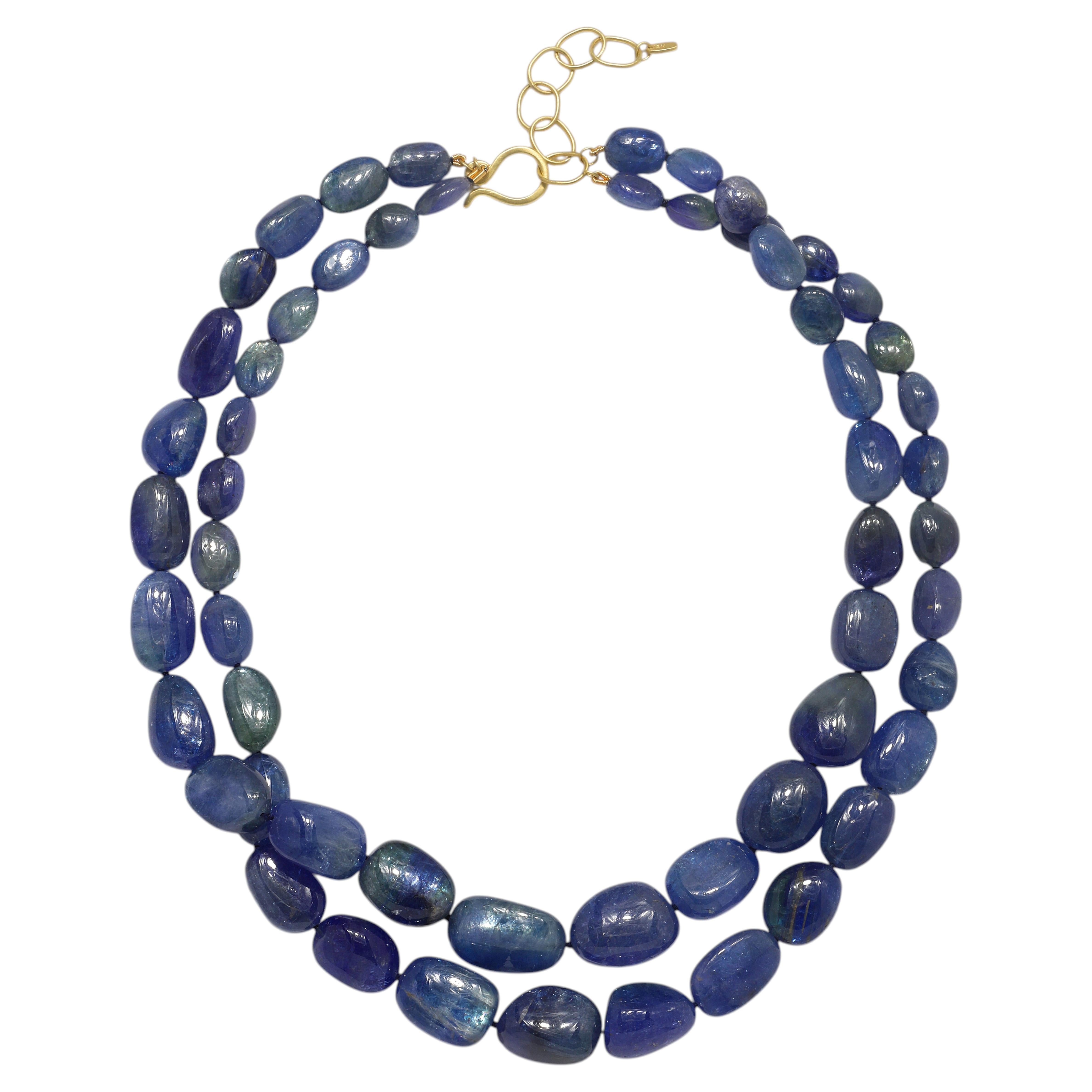 A Kim Collier en or 18 carats à deux rangs de perles de tanzanite en vente