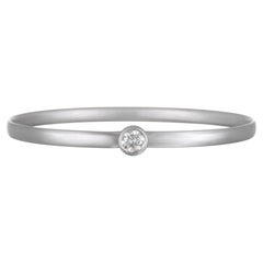 Faye Kim Platinum Diamond Solitaire Button Bangle Bracelet