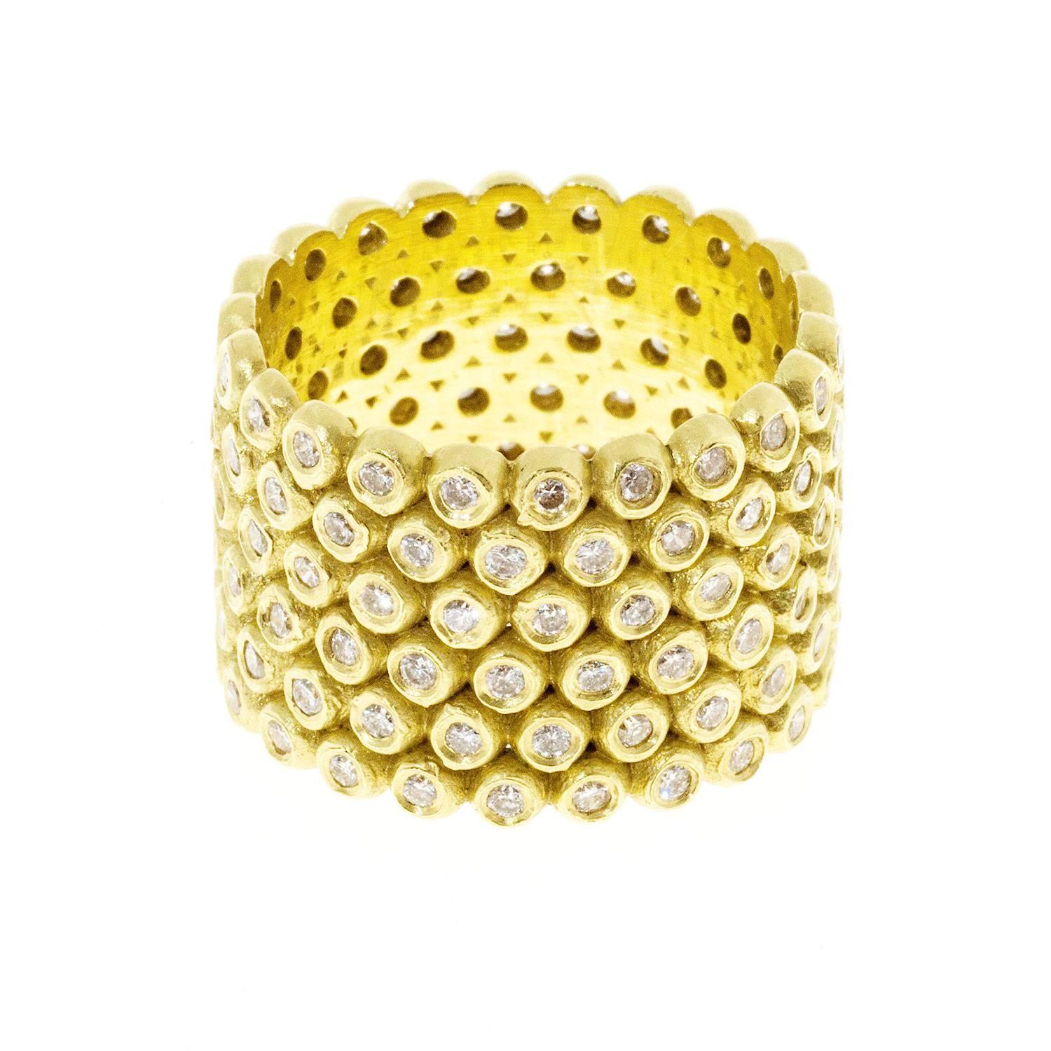 Women's Faye Kim Diamond 18k Gold 6 Row Cigar Band Ring