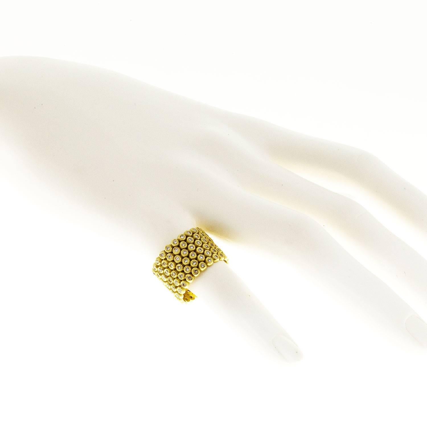 Faye Kim Diamond 18k Gold 6 Row Cigar Band Ring 1