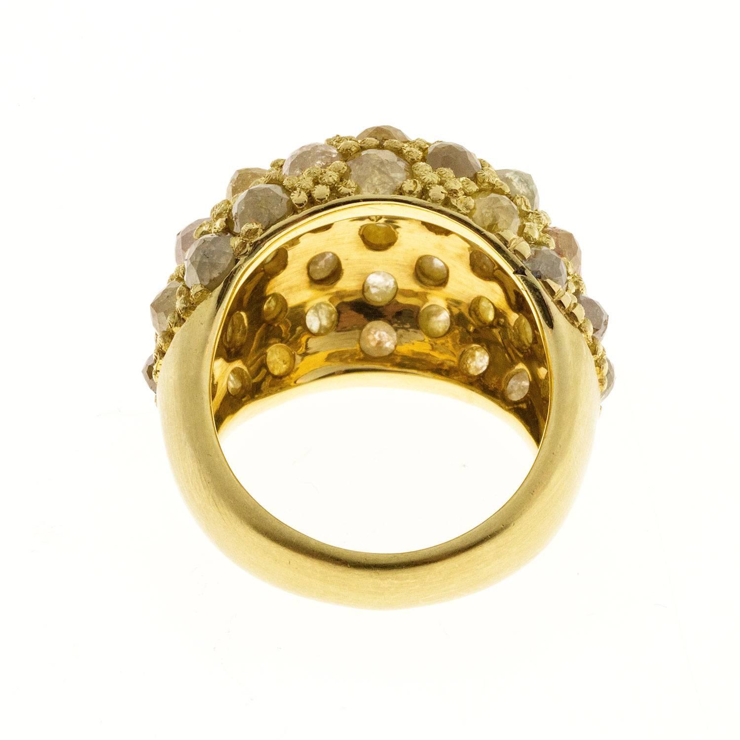 Contemporary Faye Kim Rose Cut Milky Diamond Gold Dome Ring