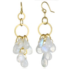Faye Kim 18 Karat Gold Moonstone Briolette Fringe Earrings