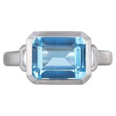 Faye Kim Platinum Aquamarine Diamond 3-Stone Ring, 4.01ct