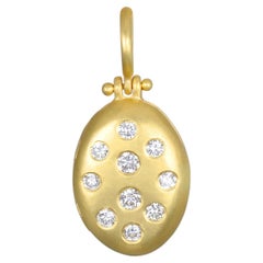 Faye Kim 18 Karat Gold and Diamond Small Oval Locket .35 tcw