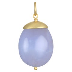 Faye Kim 18K Gold Chalcedony Nugget Pendant, Contemporary Design, USA