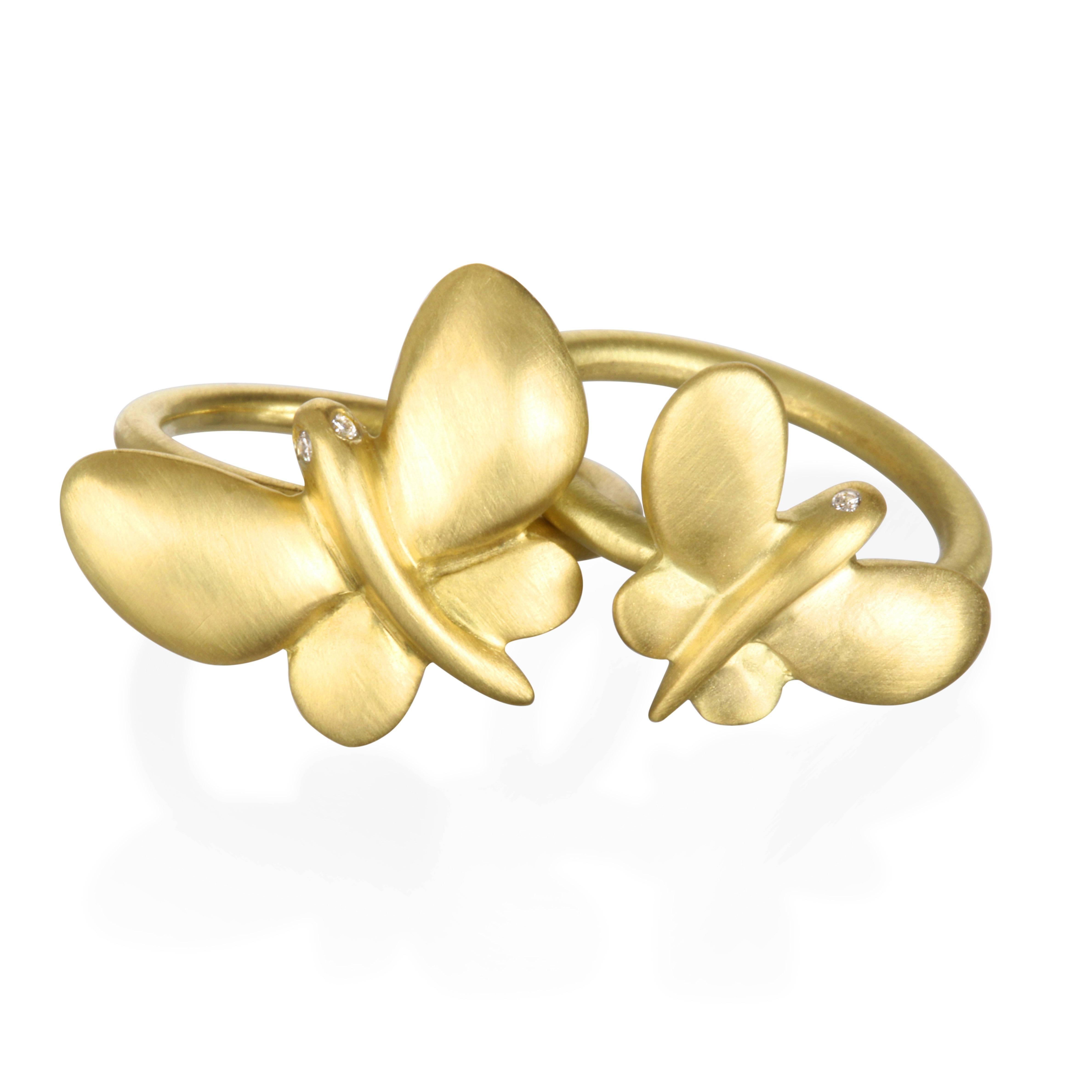 Contemporary Faye Kim Diamond Gold Butterfly Rings