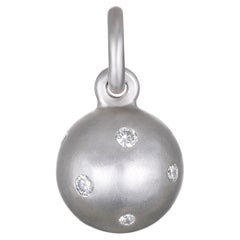 Faye Kim Platinum Burnished Diamond Ball Charm, 10mm, 0.23ct, USA